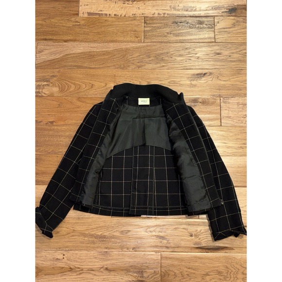 AKRIS Punto Black Windowpane 100% Wool Zip Jacket Women's US 10 - Picture 6 of 9